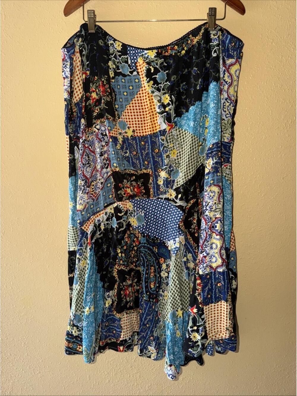 The Pyramind Collection Patchwork Design Vintage Elastic Skirt Size 3X